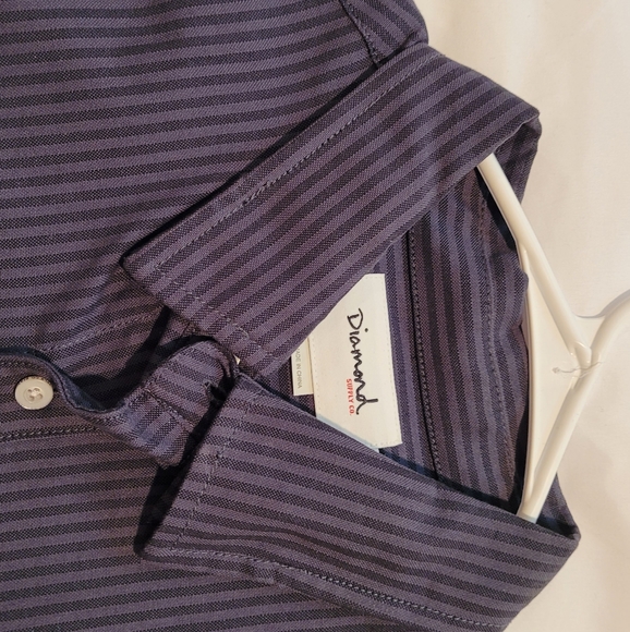 Diamond Large Navy Blue Streetwear Dress Shirt - Picture 2 of 5